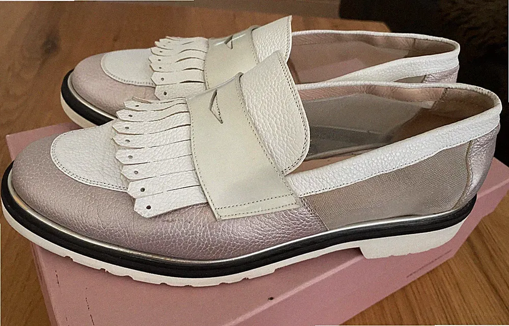Pertini Gr. 39 Loafer Slipper Weiß - Zartrosa