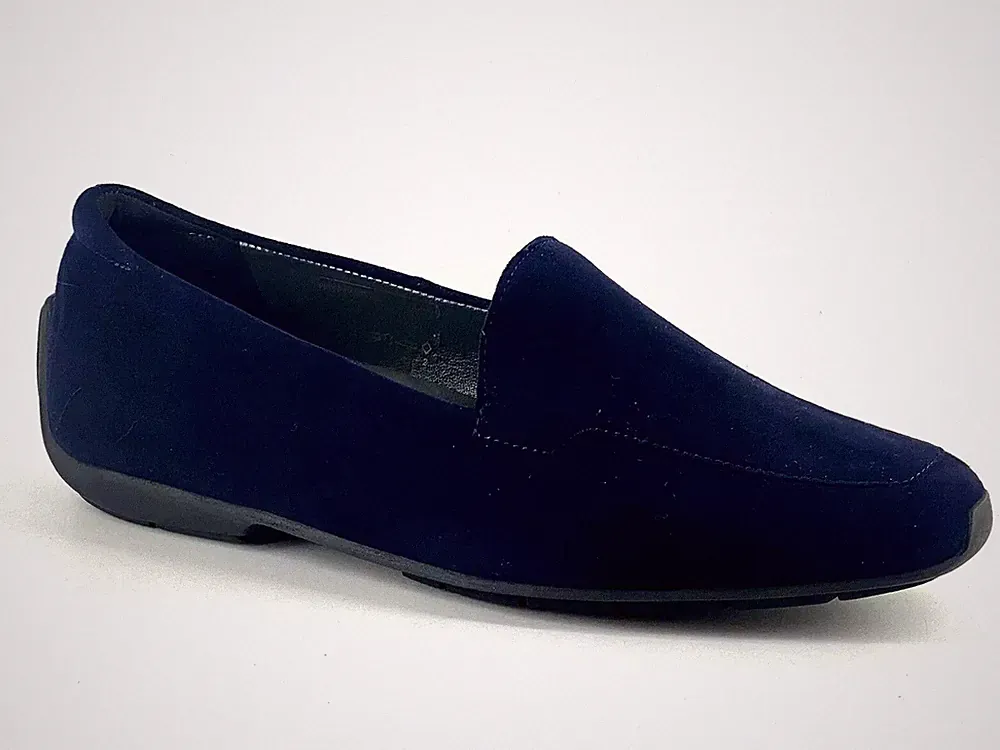 Peter Kaiser Damen UK 4 EU 37 Navy Blau Wildleder Slipper Halbschuhe Schuhe Flats