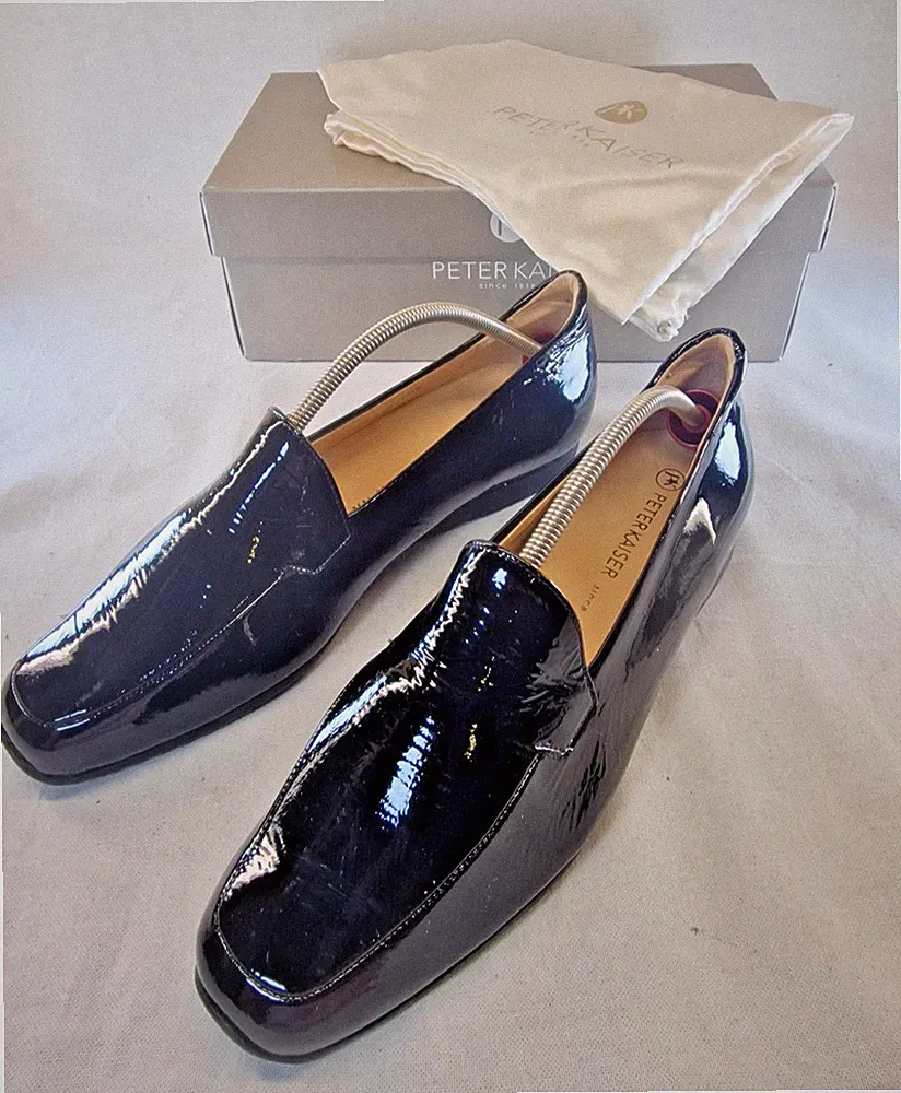 Peter Kaiser Damenschuhe Loafer Gr. 41 (7) Slipper Leder / Lackleder schwarz