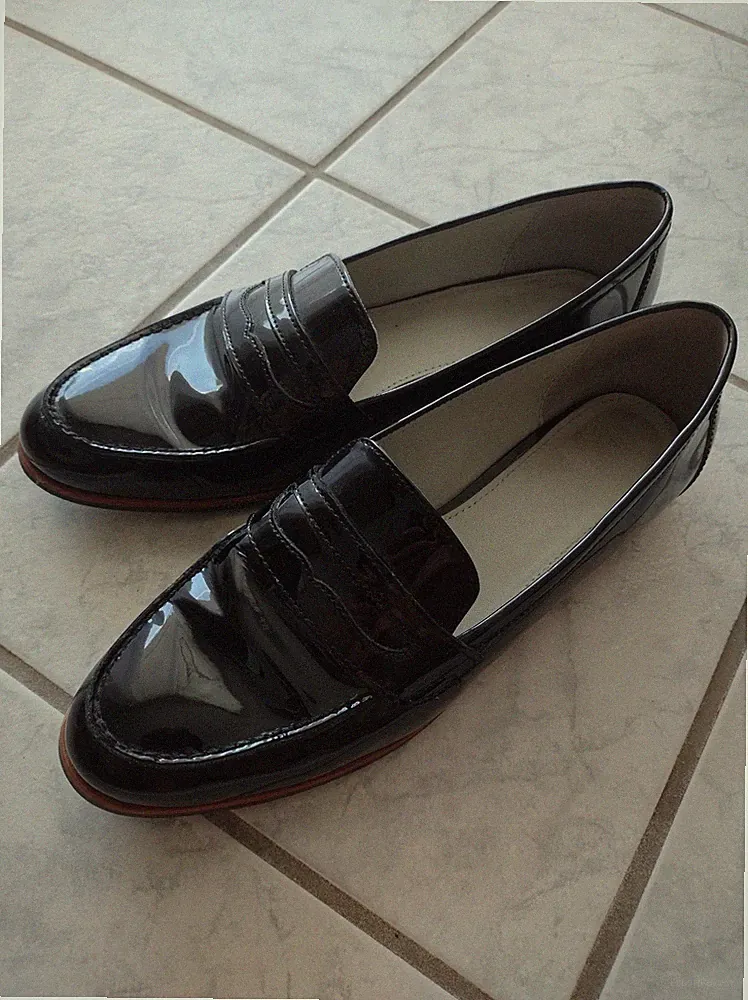 Pier one Lackleder Echtleder Loafer schwarz 42