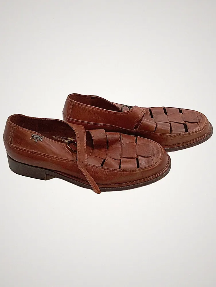 Pikolinos Loafer Slipper Herren Gr. 41 Braun Leder Flecht-Optik Sandalen
