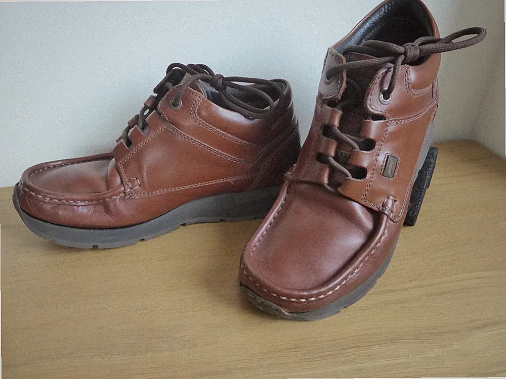 POD Größe 6 braune Lederstiefel Schuhe Vintage geschnürt Loafer Stil Wandern Hiking