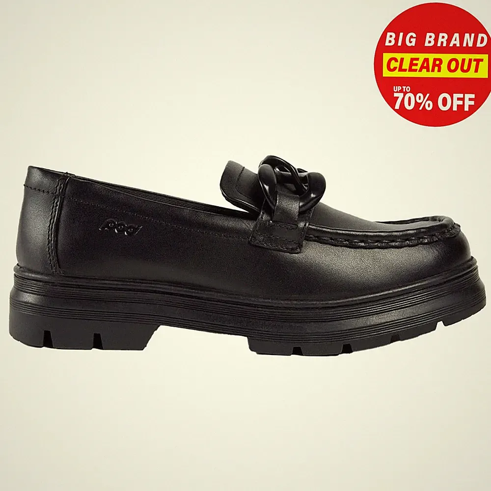 Pod Mina Damen Leder Loafer Smarte Freizeit Schlupfschuhe Schwarz