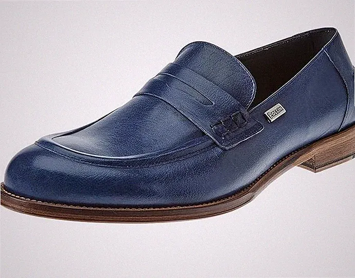 Pollini Herren Halbschuhe/Schuhe - Ganzleder, Made in Italy, Metalllogo