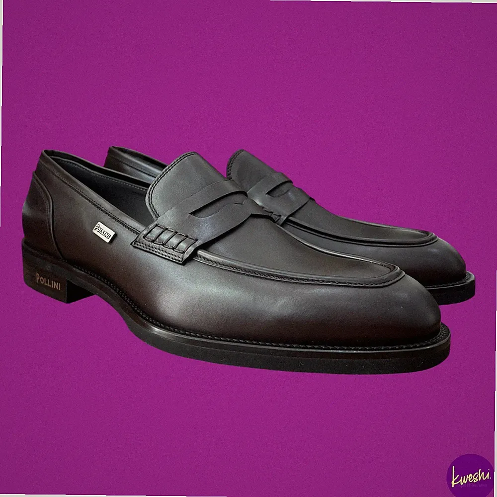 POLLINI Herren Leder Penny Loafer, Handarbeit, Braun, UK 9 | EU 43 | US 10