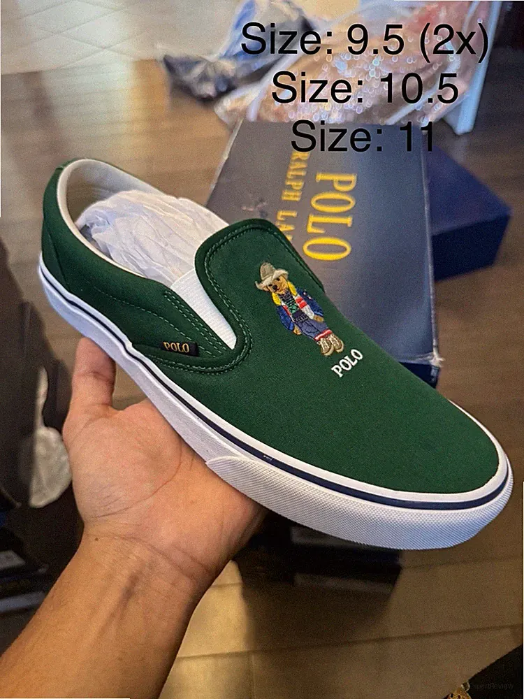 Polo Bear Loafers MULTIPLE SIZES ( 9.5,10.5,11 ) GREEN COLOUR. CHECK PROFILE