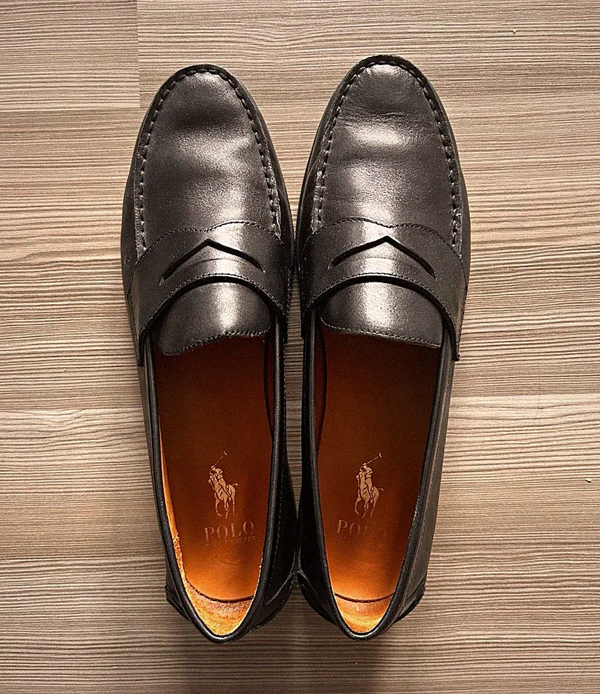 Polo Ralph Lauren Alston Penny Herren Loafer Slipper Leder schwarz EU 48