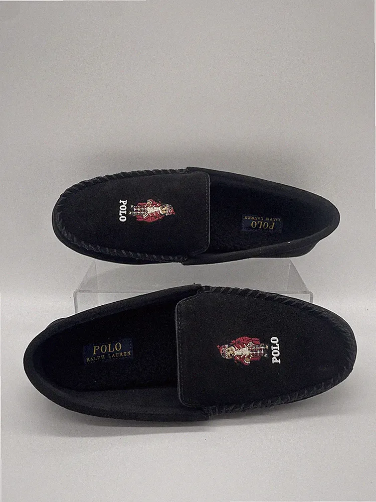 Polo Ralph Lauren Brenan Suede Bear Halbschuhe Schwarz UK 7 EU 41 Neu