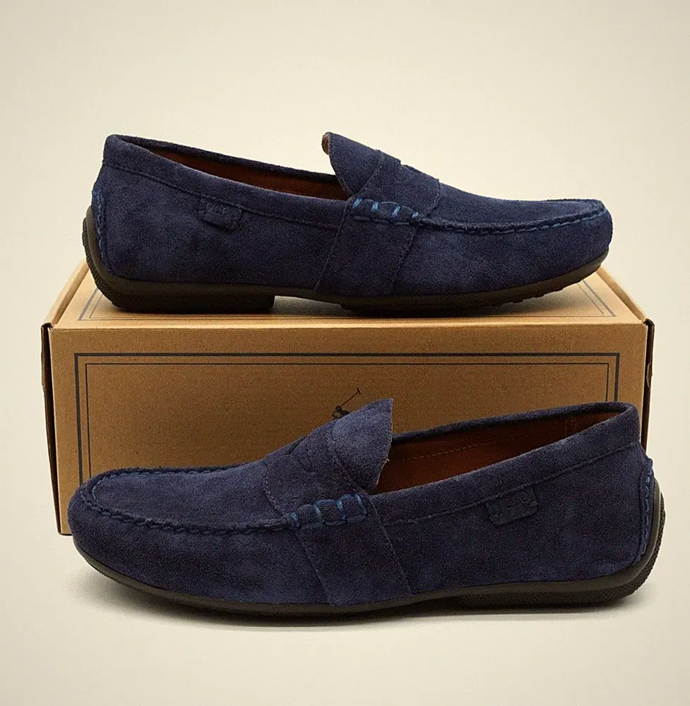 Polo Ralph Lauren Halbschuhe Reynolds Blau Wildleder Drivers UK 12 US 13 EU 46 3333G