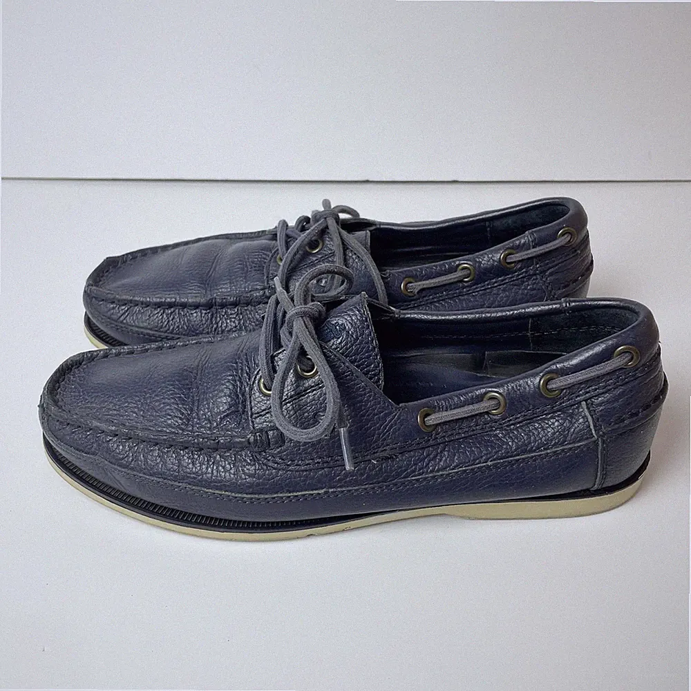 Polo Ralph Lauren Herren Blau Leder Mokassin Boot Deck Halbschuhe UK 7