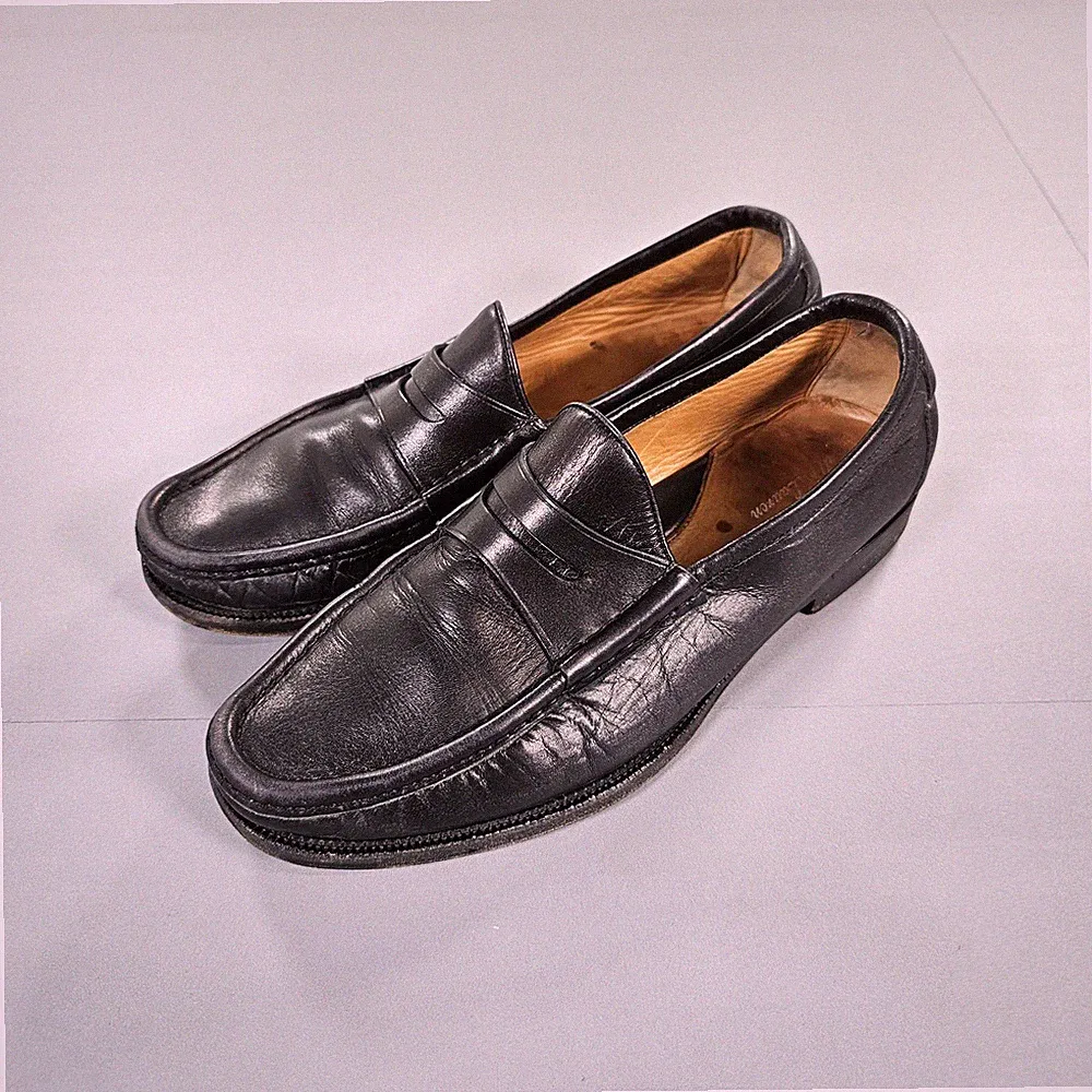 Polo Ralph Lauren Herren Leder Schuhe Schwarz 8,5 UK Halbschuhe
