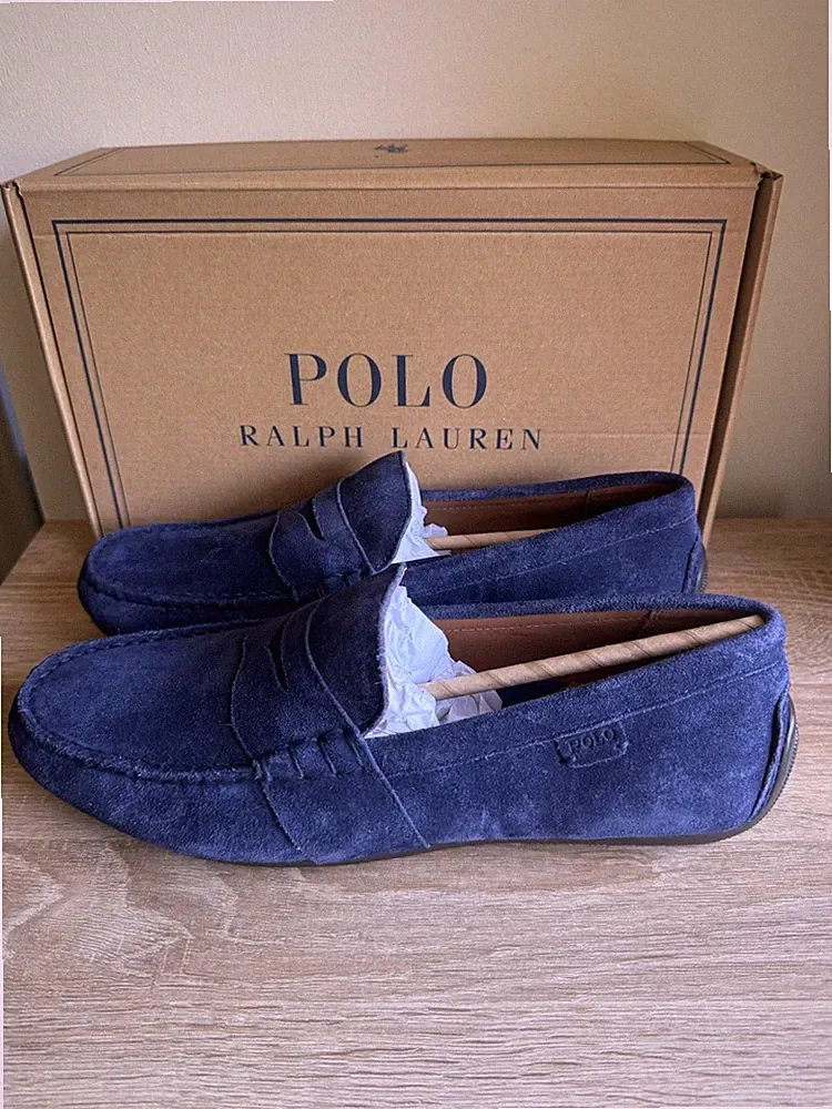 POLO RALPH LAUREN REYNOLD WILDLEDER FAHRSCHUH / HALBSCHUHE, UK 9, UVP 165€, NEU.