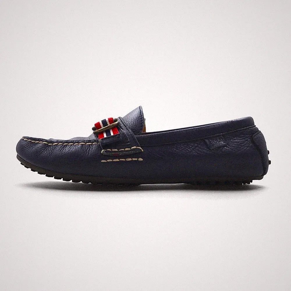 Polo Ralph Lauren Ribbon Loafers Herren 8,5 Navy Leder Freizeitschuhe Top