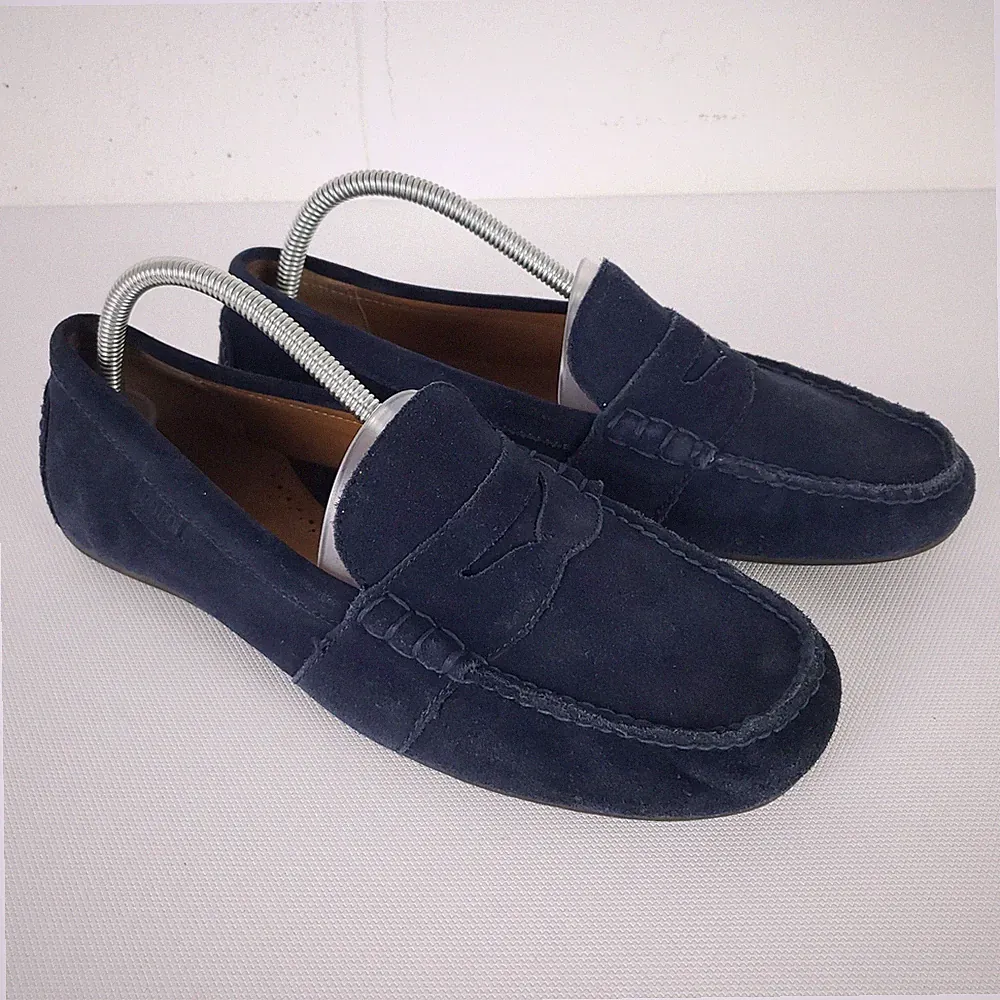 Polo Ralph Lauren Wildleder Halbschuhe Herren UK 8 Navy Slipper Leder Schuhe EUR 42