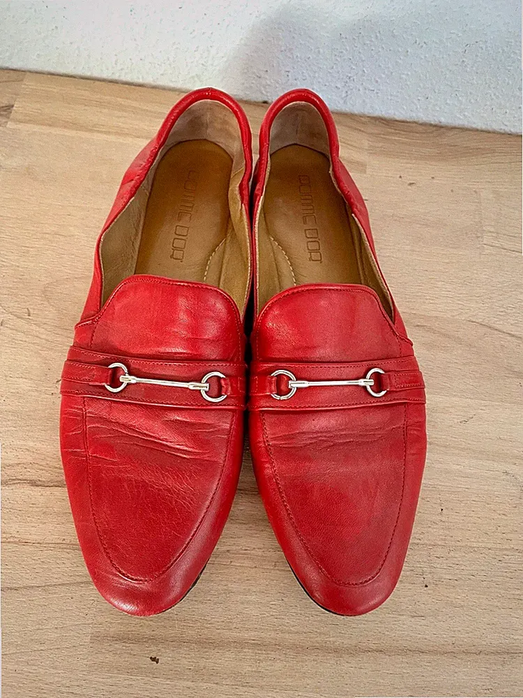 Pomme Dór Rote Leder Schuhe NP 229 € Gr. 39/40 Loafer flach sehr guter Zustand