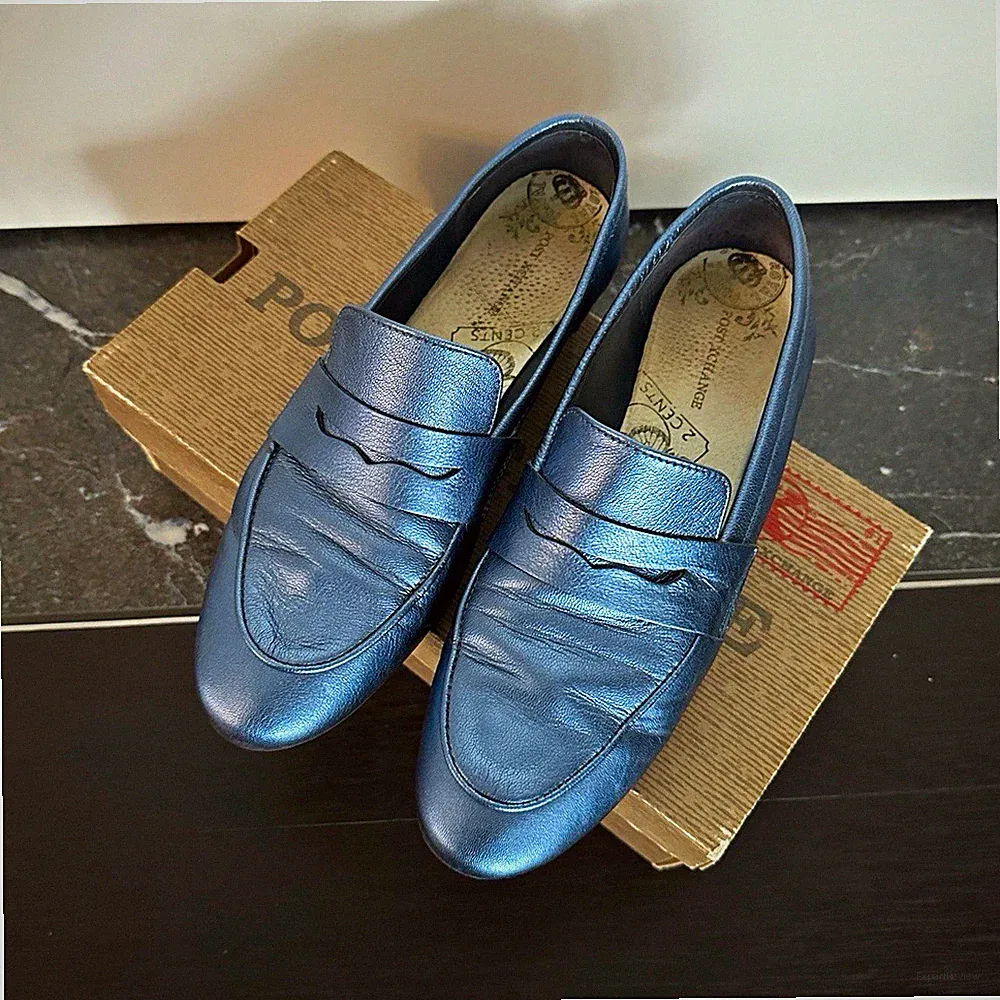 Post Xchange Loafer Ballerinas Slipper Metallic Blau Jeansblau 39