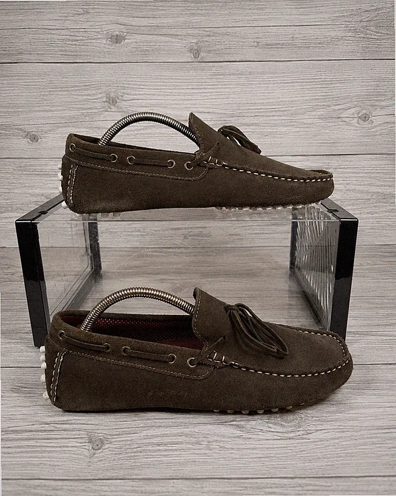 Poste braune Wildleder-Loafer mit Quasten Fahrschuhe UK-Größe 8 EU 42 hergestellt in Portugal