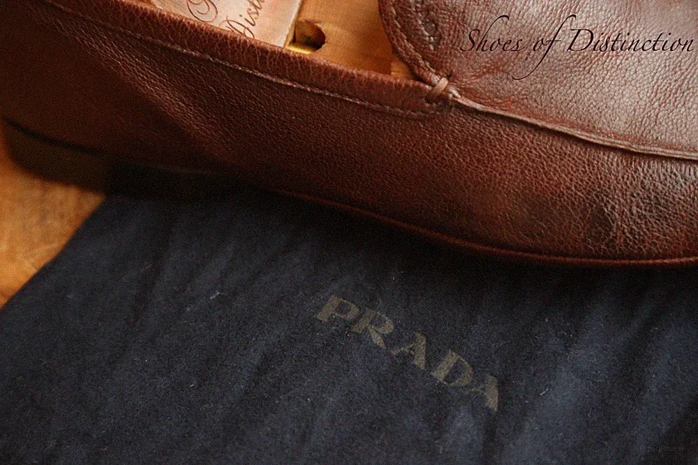 Prada Braun Leder Fahrschuhe Halbschuhe Herren UK 6 US 7 EU 40