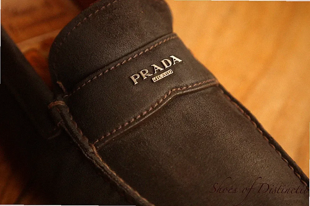 Prada Braun Rau Wildleder Leder Fahrschuhe Halbschuhe Herren UK 10 US 11