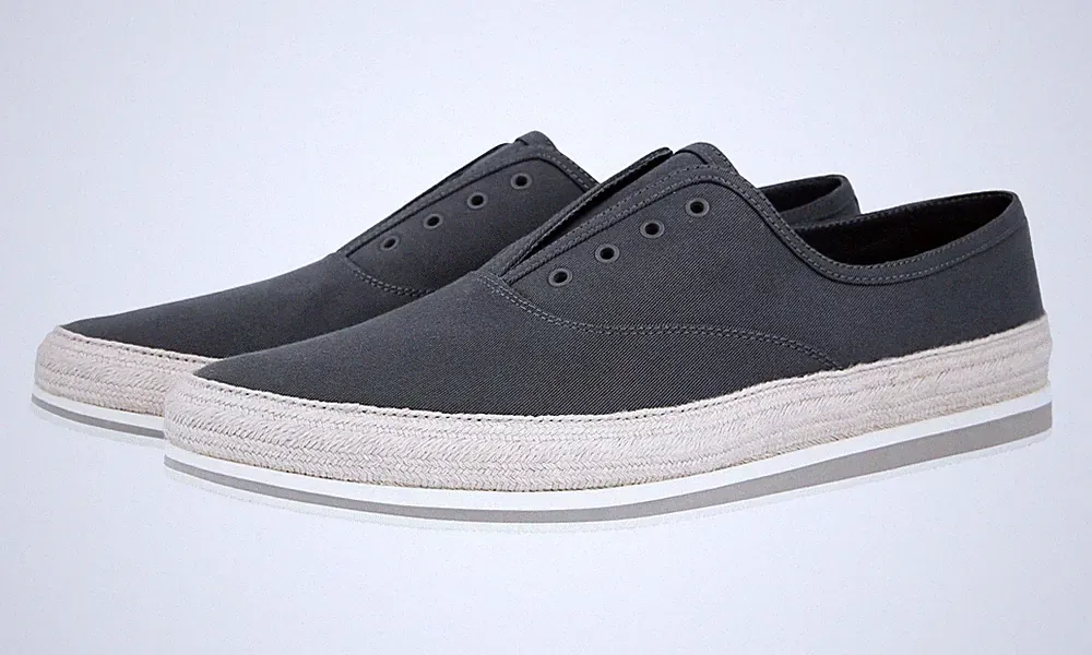 PRADA Canvas Espadrilles Slip-On Sneaker Loafer - Grau Beige - NEU