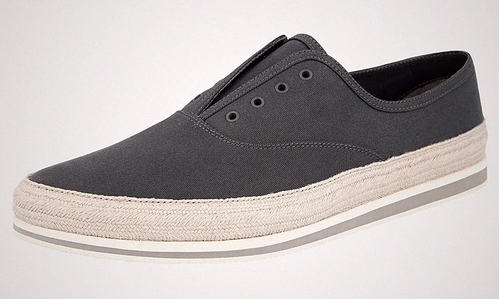 PRADA Canvas Espadrilles Slip-On Sneaker Loafer - Grau Beige - NEU