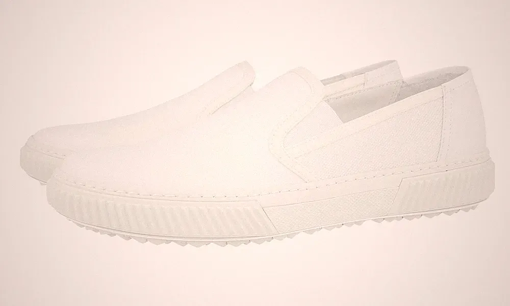 PRADA Canvas Leder Stratus Slip-on Sneaker Loafer 4D3168 Weiss NEU - 6 40
