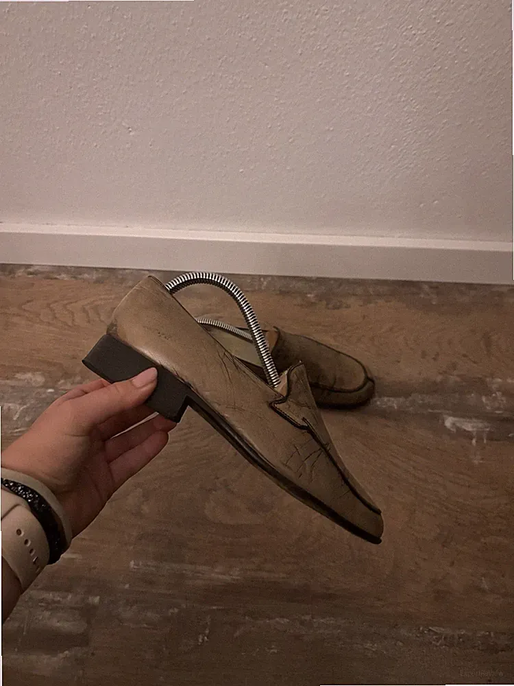 PRADA Damen Mokassin Loafer/Slipper Leder Beige EU 36 Freizeitschuh