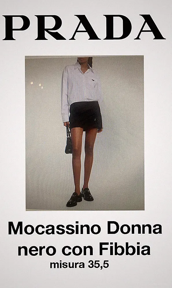 PRADA DAMEN MOKASSIN SCHWARZ MIT SCHNALLE GR. 35,5 NEUWERTIG
