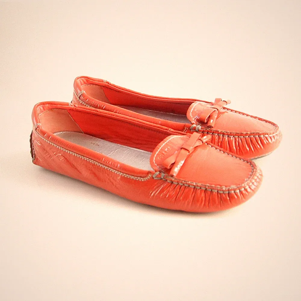 Prada Driving Halbschuhe Flats Rosa Lackleder Damen Größe EU 36,5 US 6,5