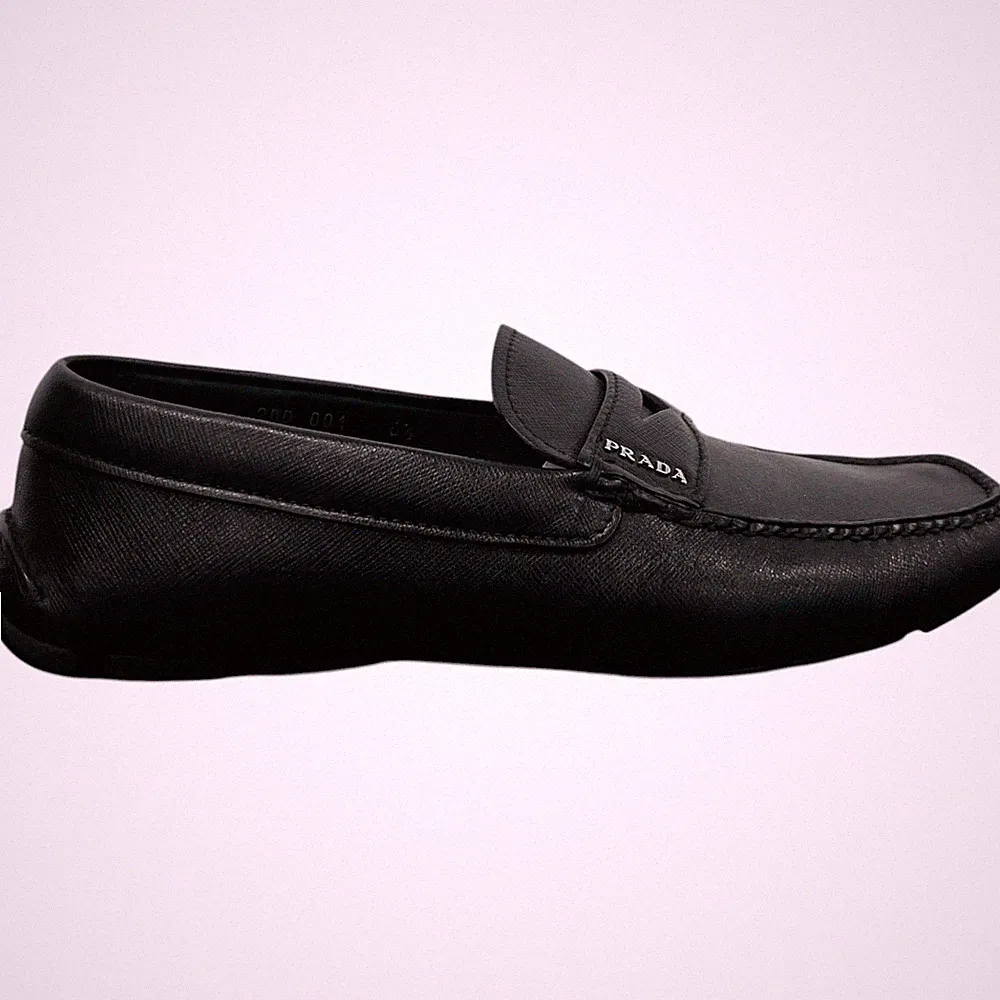 Prada Herren Saffiano Driver Halbschuhe Schwarz Größe UK 6,5 / EU 40,5