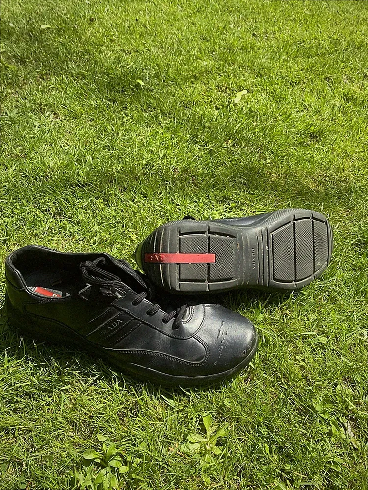 PRADA Italy Herren Leder Schuhe Penny Loafer Slipper Vintage Größe 43