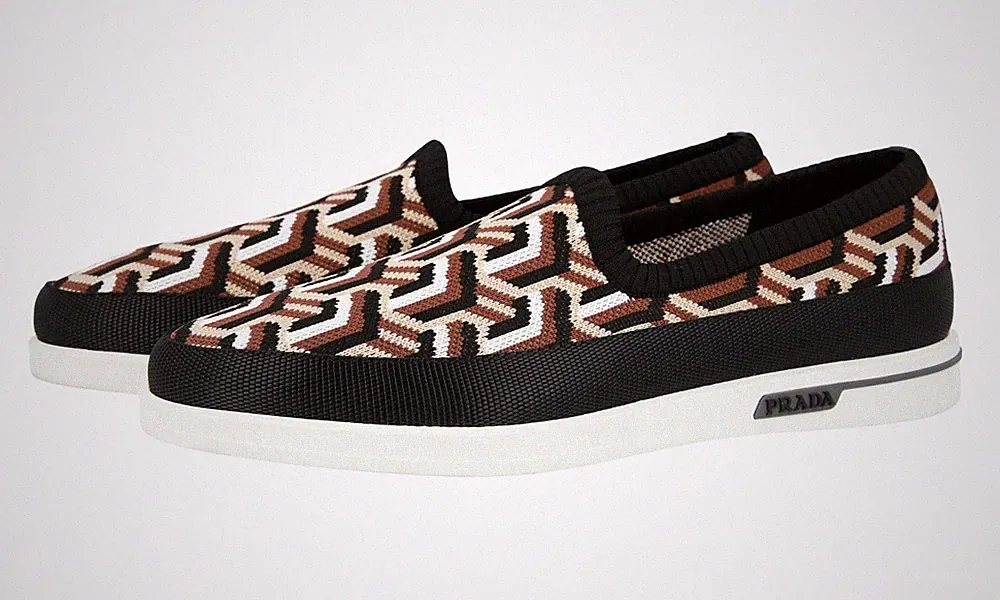 PRADA Knit St. Tropez Jaquard Loafer Slip-on Sneaker - 4D3398 - NEU - 7,5 41,5