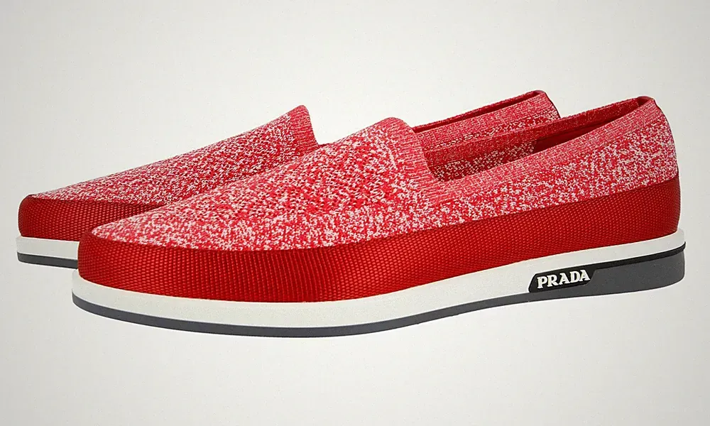 PRADA Knit St. Tropez Pique Loafer Slip-on Sneaker 4D3396 Rot - NEU - 7,5 41,5