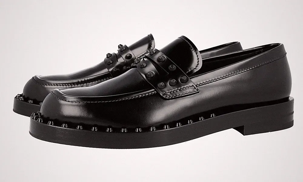 PRADA LAUFSTEG NIETEN Loafer Schuhe Doppel Sohle - Schwarz - NEU