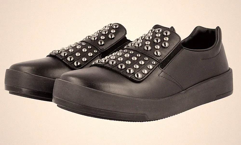 PRADA Leder Business Schuhe x Slip-on Sneaker Loafer Nieten Schwarz - NEU