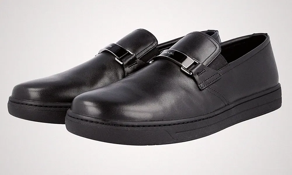 PRADA Leder Downtown Slip-on Sneaker Loafer 4D2906 - Schwarz - NEU - 9 43