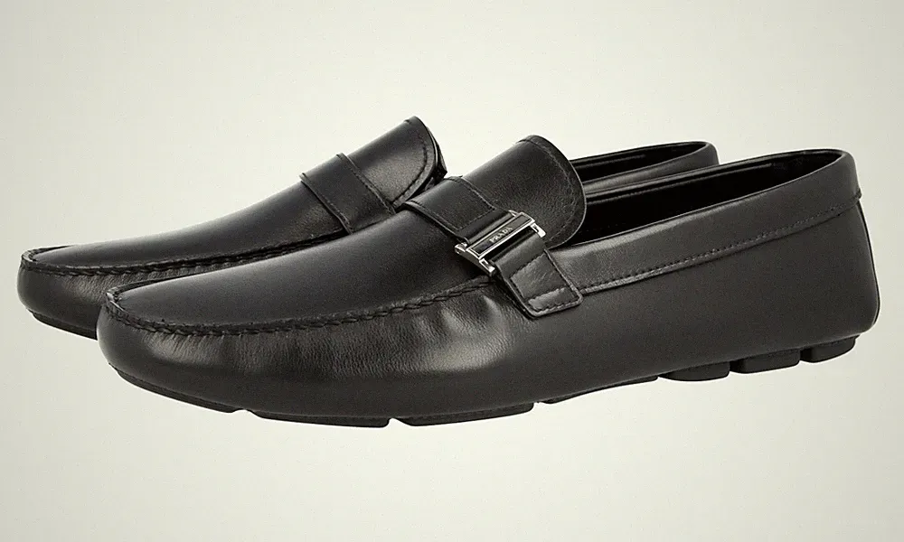 PRADA Leder Driving Loafer Mokassins Schuhe - 2DD160 - Schwarz NEU - 11 45