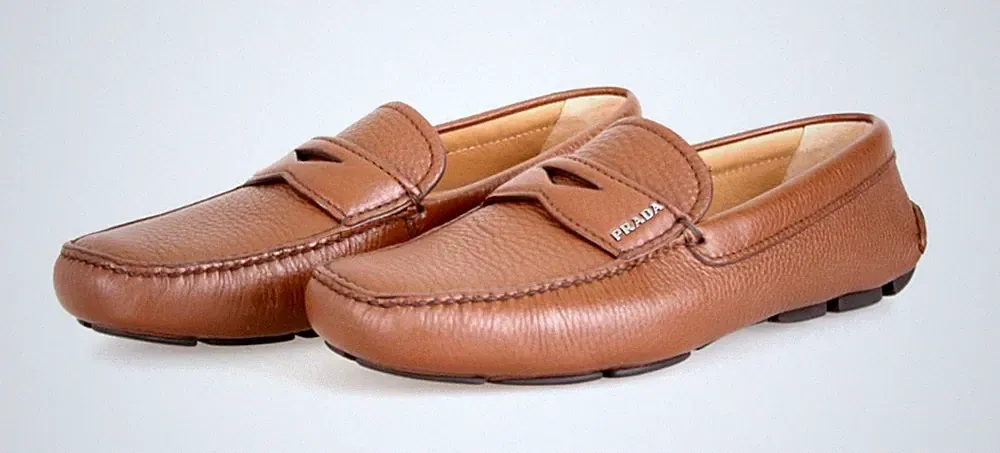 PRADA Leder Driving Loafer Schuhe - 2DD001 Nocciolo Braun Beige NEU - 6,5 40,5