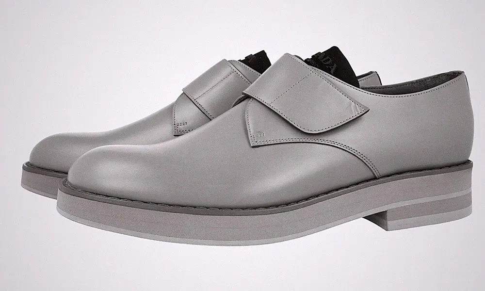 PRADA Leder Loafer Klettverschluss Business Schuhe 2EG334 Grau NEU - 9 43