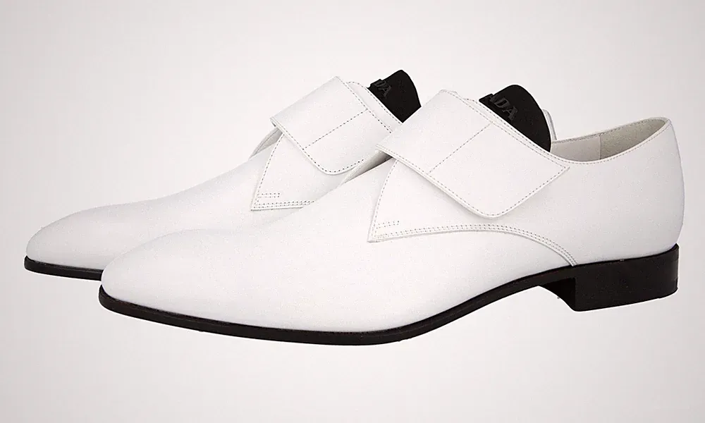 PRADA Leder Loafer Klettverschluss Business Schuhe 2EG339 Weiss NEU - 9 43