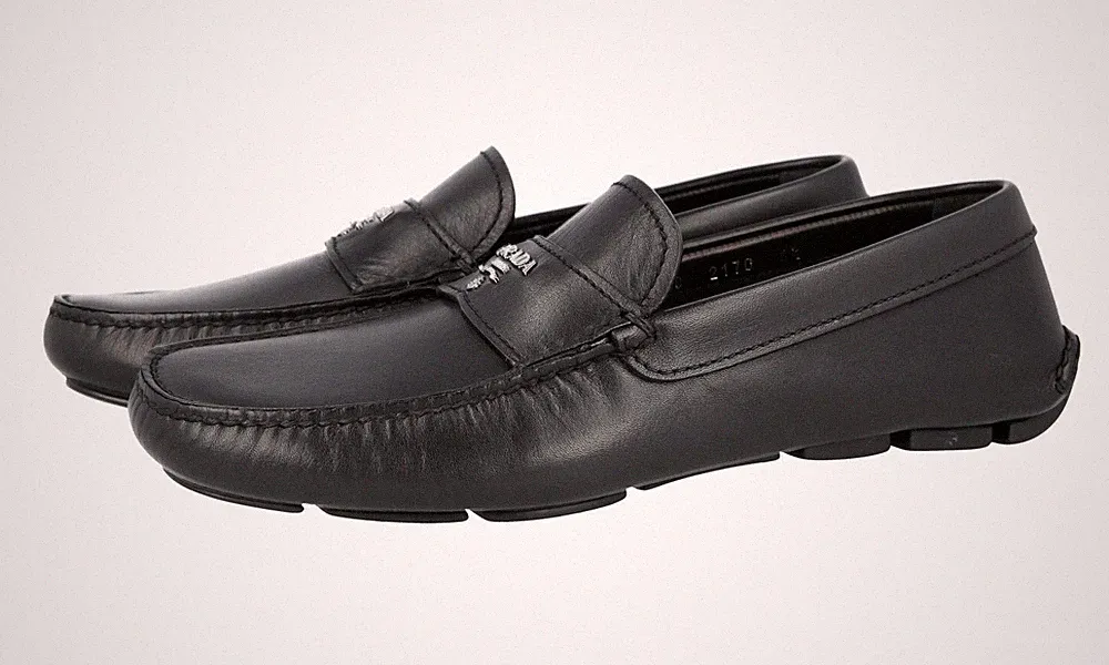 PRADA Leder Logo Driving Loafer Slipper Schuhe - Schwarz - NEU - 6,5 40,5