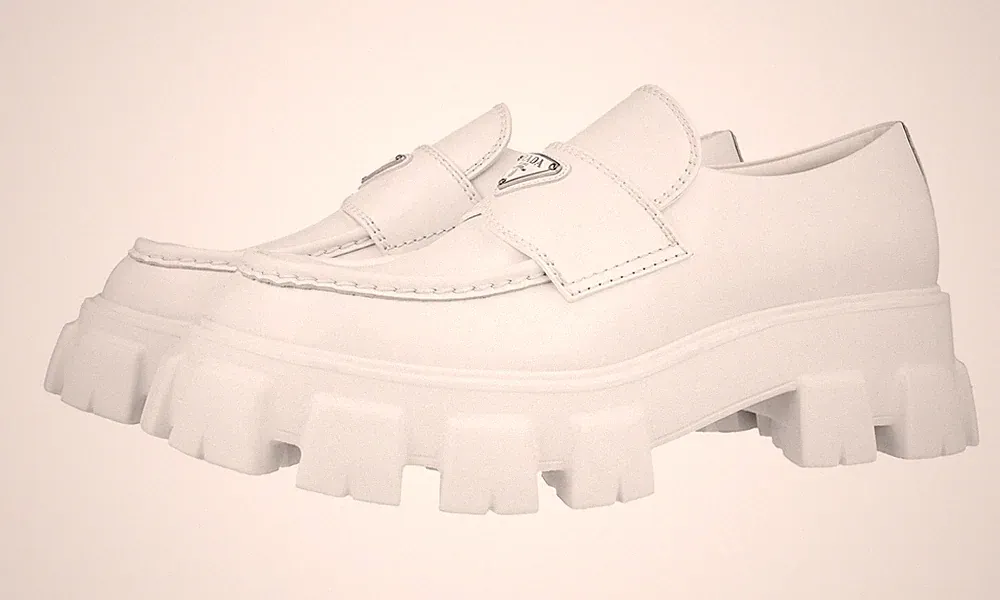 PRADA Leder Monolith Loafer - 2DE129 - Weiss - NEU - 6,5 40,5