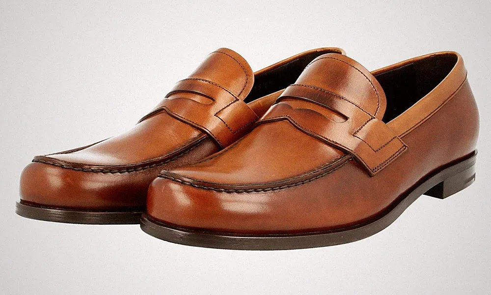 PRADA Leder Penny Loafer Business Schuhe - 2DB135 - Cognac Braun - NEU