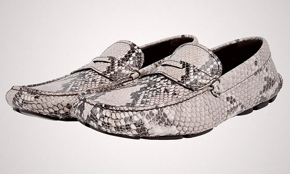 PRADA Leder PYTHON Schlange PRINT Driving Loafer Schuhe 2DD001 NEU - 7 41