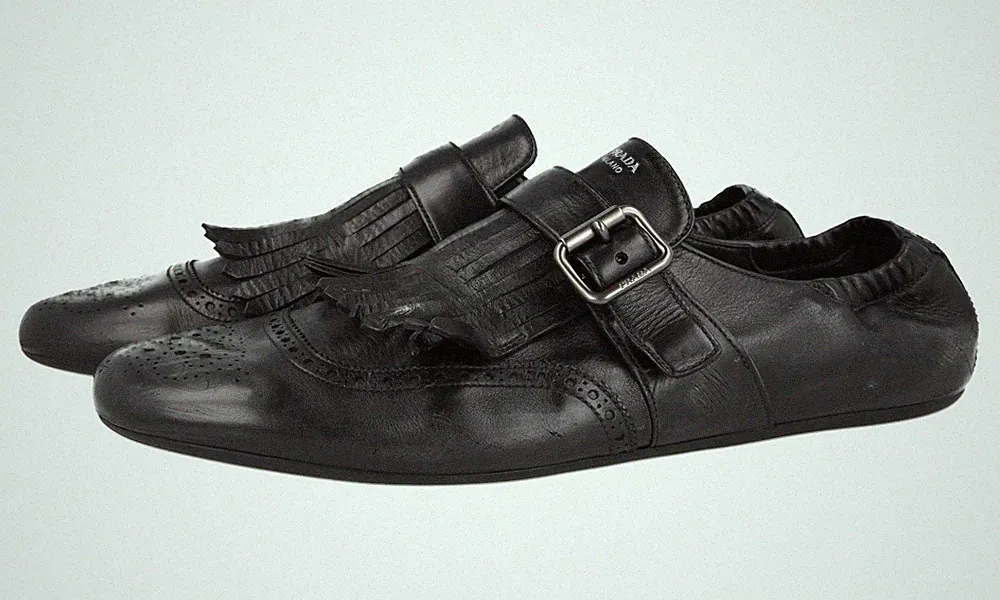 PRADA Leder Shuffle Monk Strap Loafer Schuhe - 2EG437 - Schwarz - 11 45