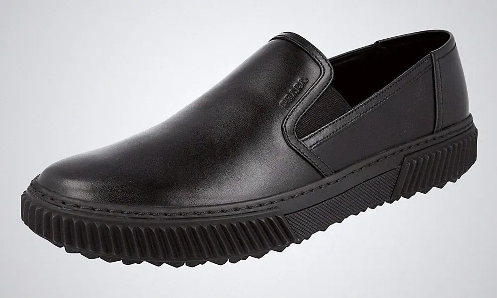 PRADA Leder Stratus Slip-on Sneaker Loafer 4D3168 - Schwarz - NEU - 6 40