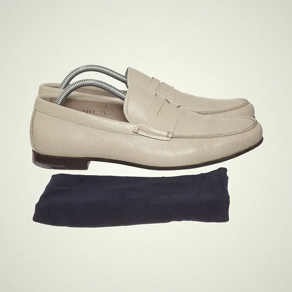 Prada, Loafers, Größe: 40 1/2, Leder, Beige, Herren #WqZ
