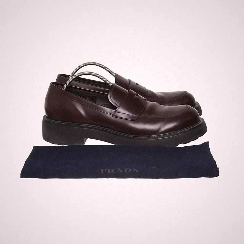 Prada, Loafers, Größe: 49 1/2, Leder, Braun, Herren #CMK
