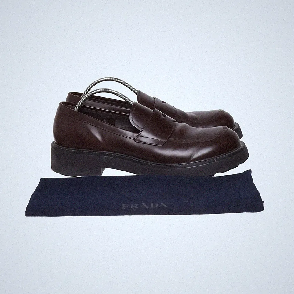 Prada, Loafers, Größe: 49 1/2, Leder, Braun, Herren #CMK