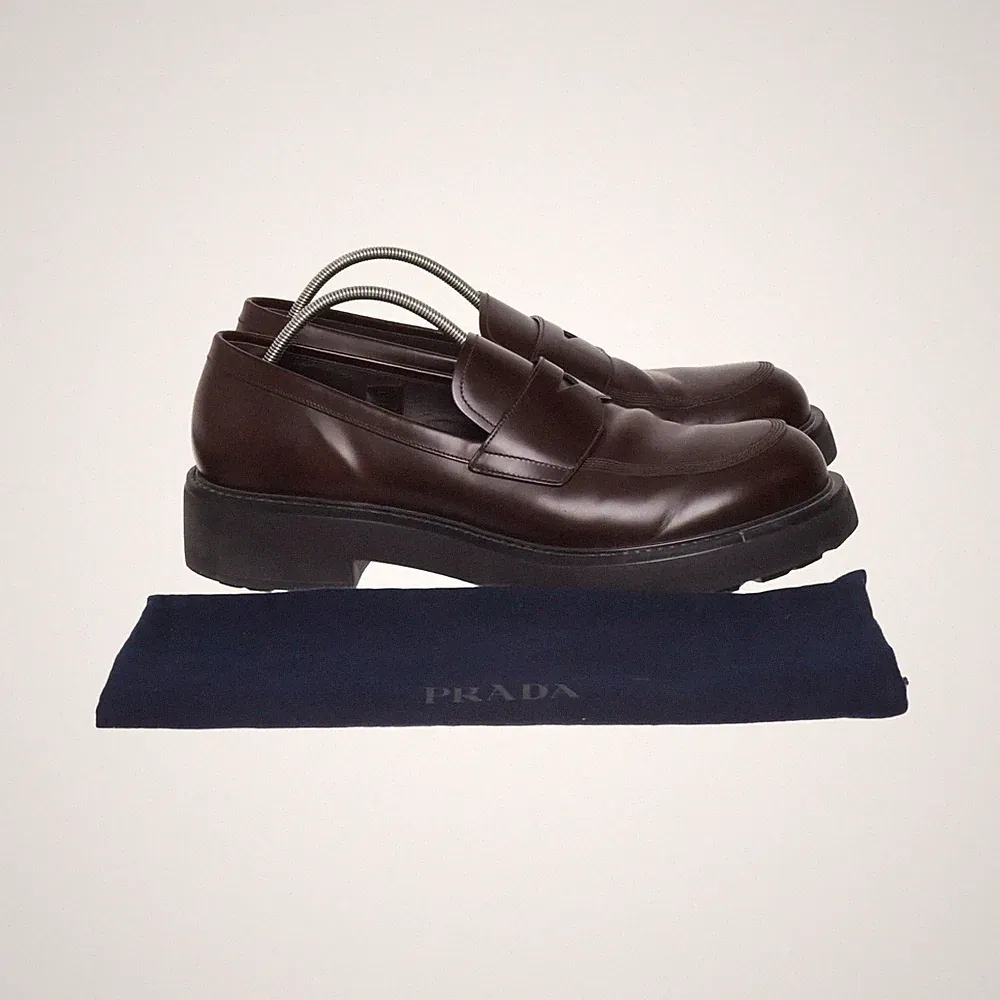 Prada, Loafers, Größe: 49 1/2, Leder, Braun, Herren #CMK